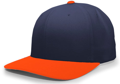 Pacific Headwear Pro-Wool Hook-And-Loop Adjustable Cap (705W), Color 'NavyOrange'